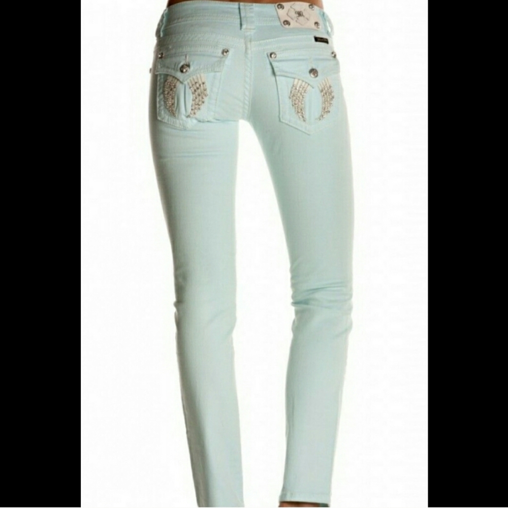Miss Me EUC embellished sky blue skinny jeans